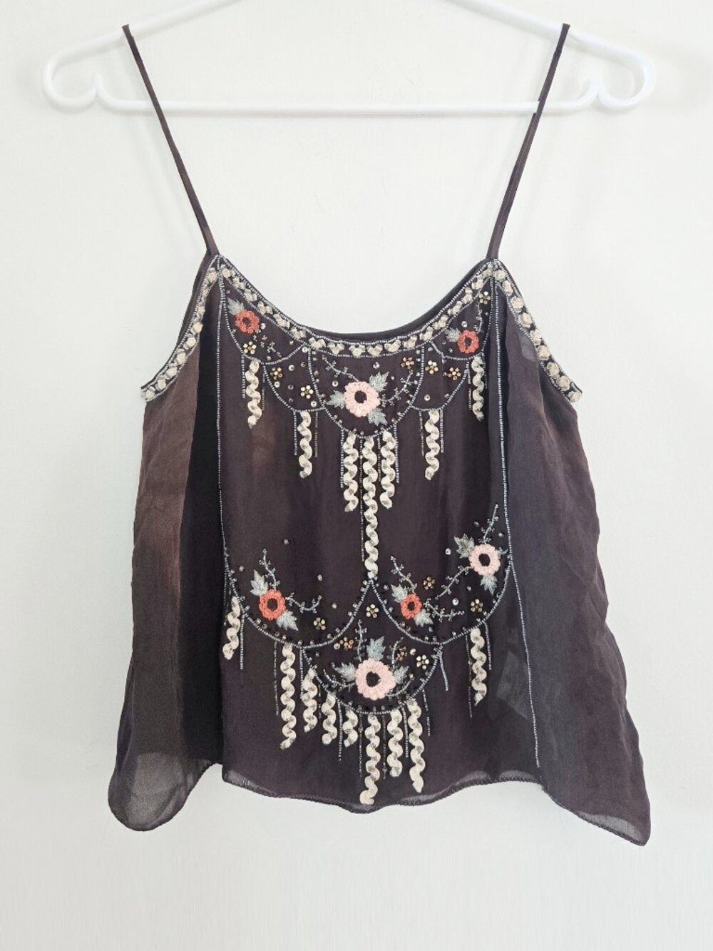 Matthew Williamson Purple Beaded Embellished Cami Top Size UK 10 US Medium Stain